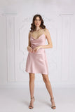 Set Satin Wave - Short Robe + Backless Dress Powder Pink