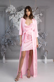 Set Satin Wave Long Robe + Backless Dress Baby Pink