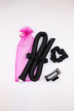 Load image into Gallery viewer, STANDARD Size Silk Heatless Curler with Satin Scrunchies  BLACK 