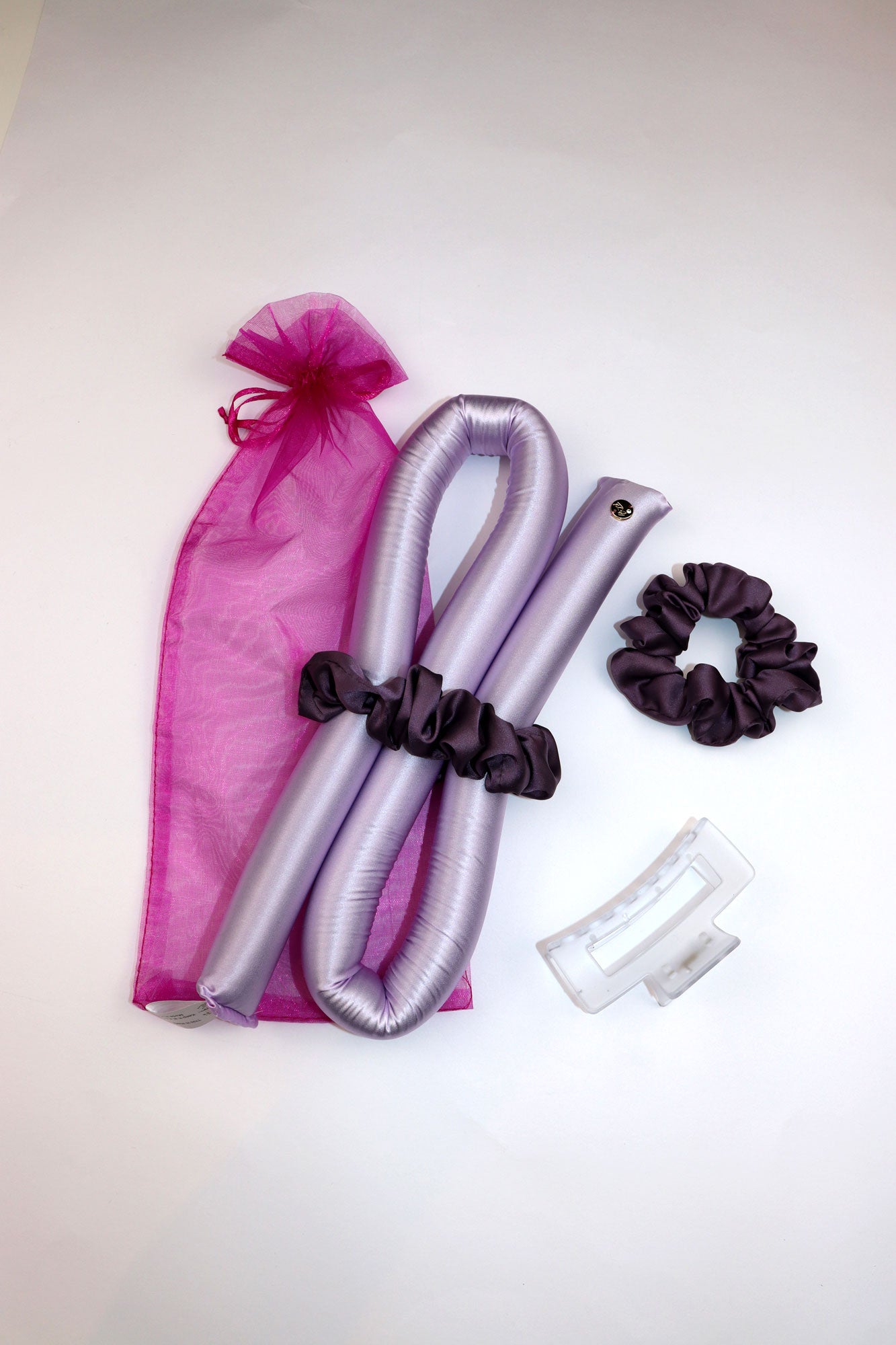 STANDARD Size Silk Heatless Curler with Satin Scrunchies  Lavender 